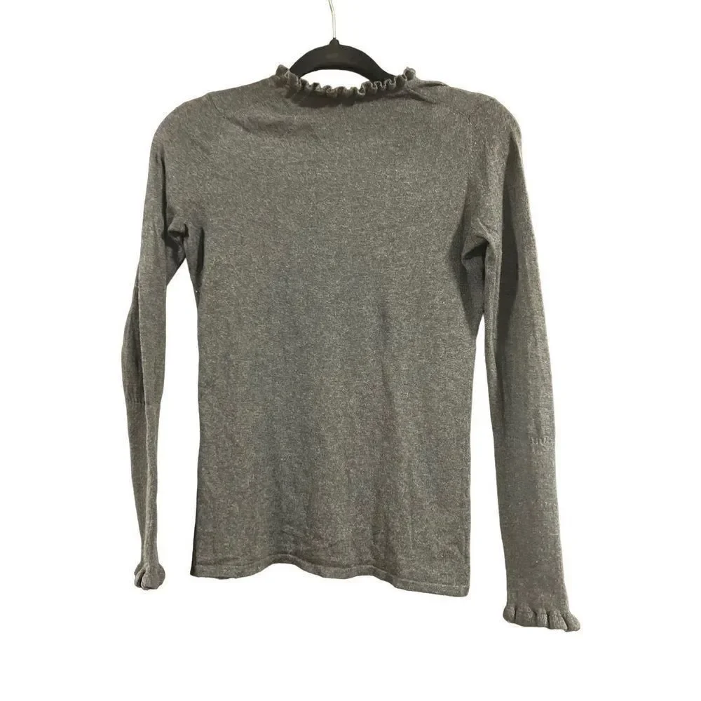 Carlisle Collection Silk and Cashmere Ruffle Sweater Size Small Charcoal Grey Gr - Picture 7 of 9